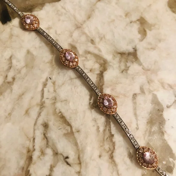 SOLD 14k White rose gold Kunzite bracelet - Picture 7 of 14